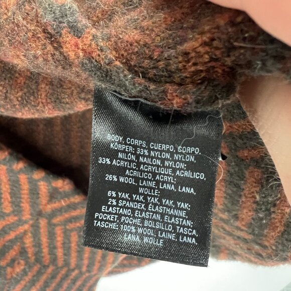 Moth by Anthropologie Paloma Rust Black Chevron Wool Sweater Pea Coat - Picture 7 of 10